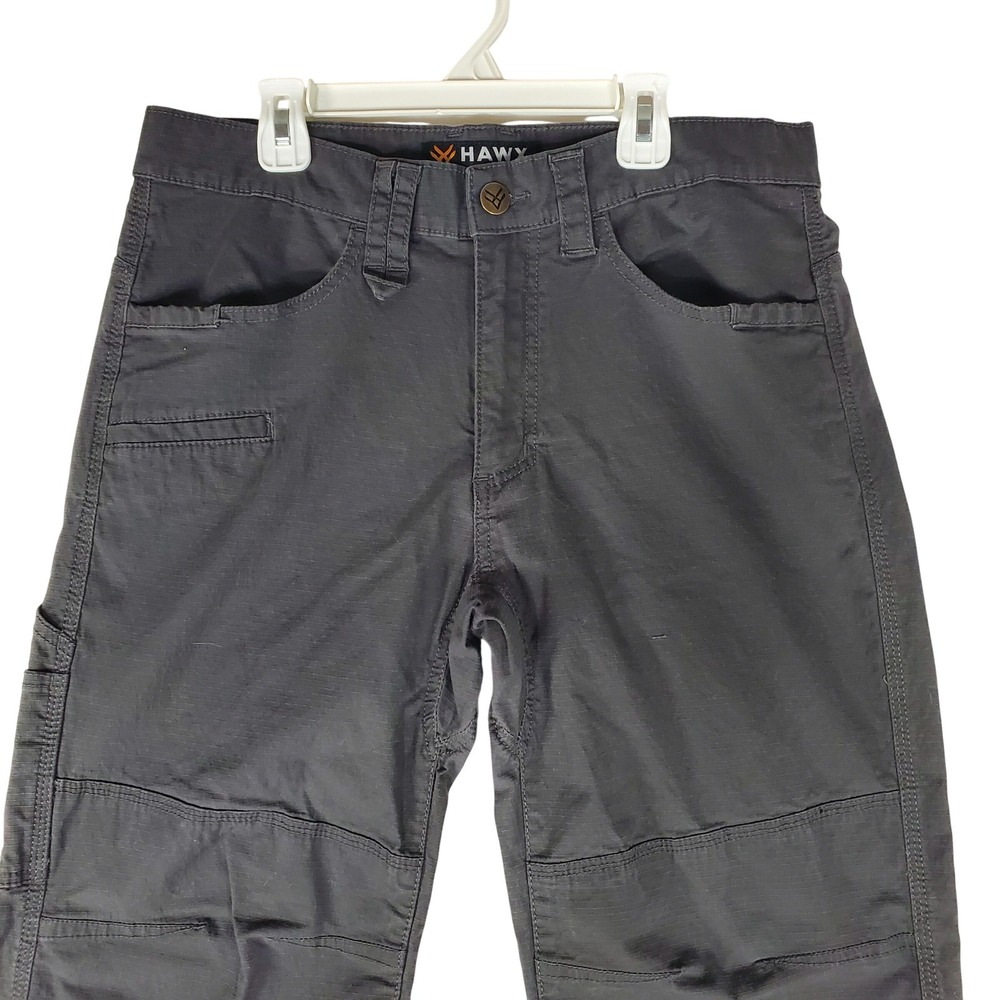 Hawx Work Gear Mens Gray Ripstop Utility Pants 33x34 Double Knee Cargo Trousers